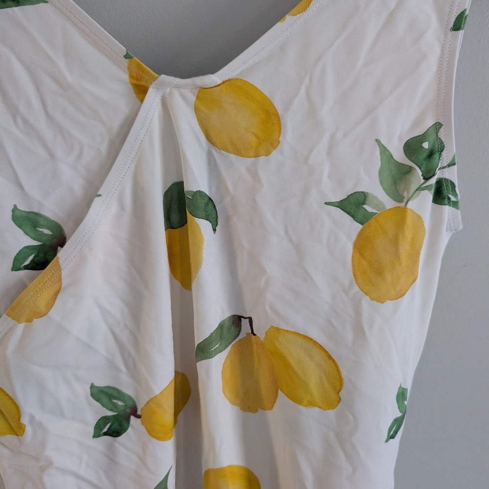 Women's Honey Mark Lemon Romper Swim Dress White Yellow Medium - Picture 2 of 5